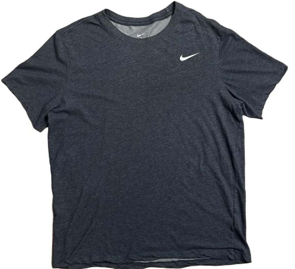 Nike Dri-FIT Men Fitness T Shirt Short Sleeve Obsidian Heather Gray Swoosh Large